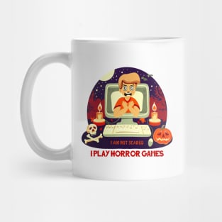 I Play Horror Games Halloween Video Game Scared Boy Mug